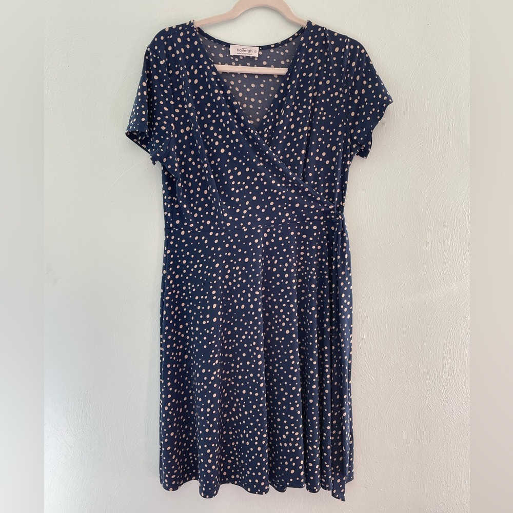 Kaileigh Mini Blue Polka Dot Wrap Dress